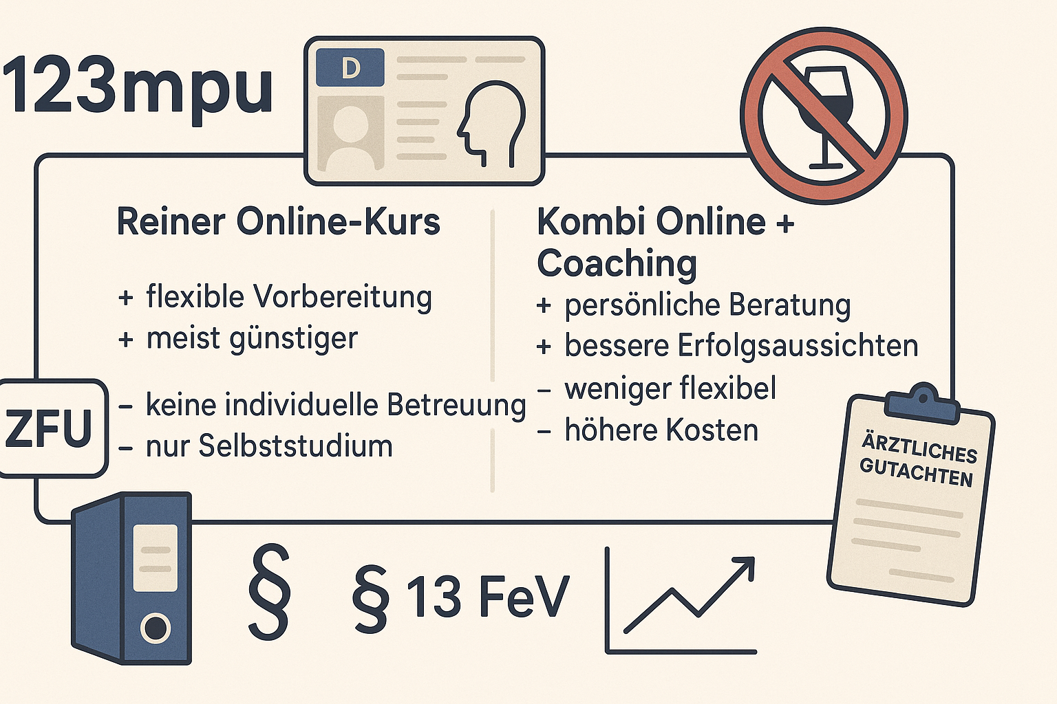 Infografik mit Vergleichsübersicht Reiner Online-Kurs und Kombi Online plus Coaching