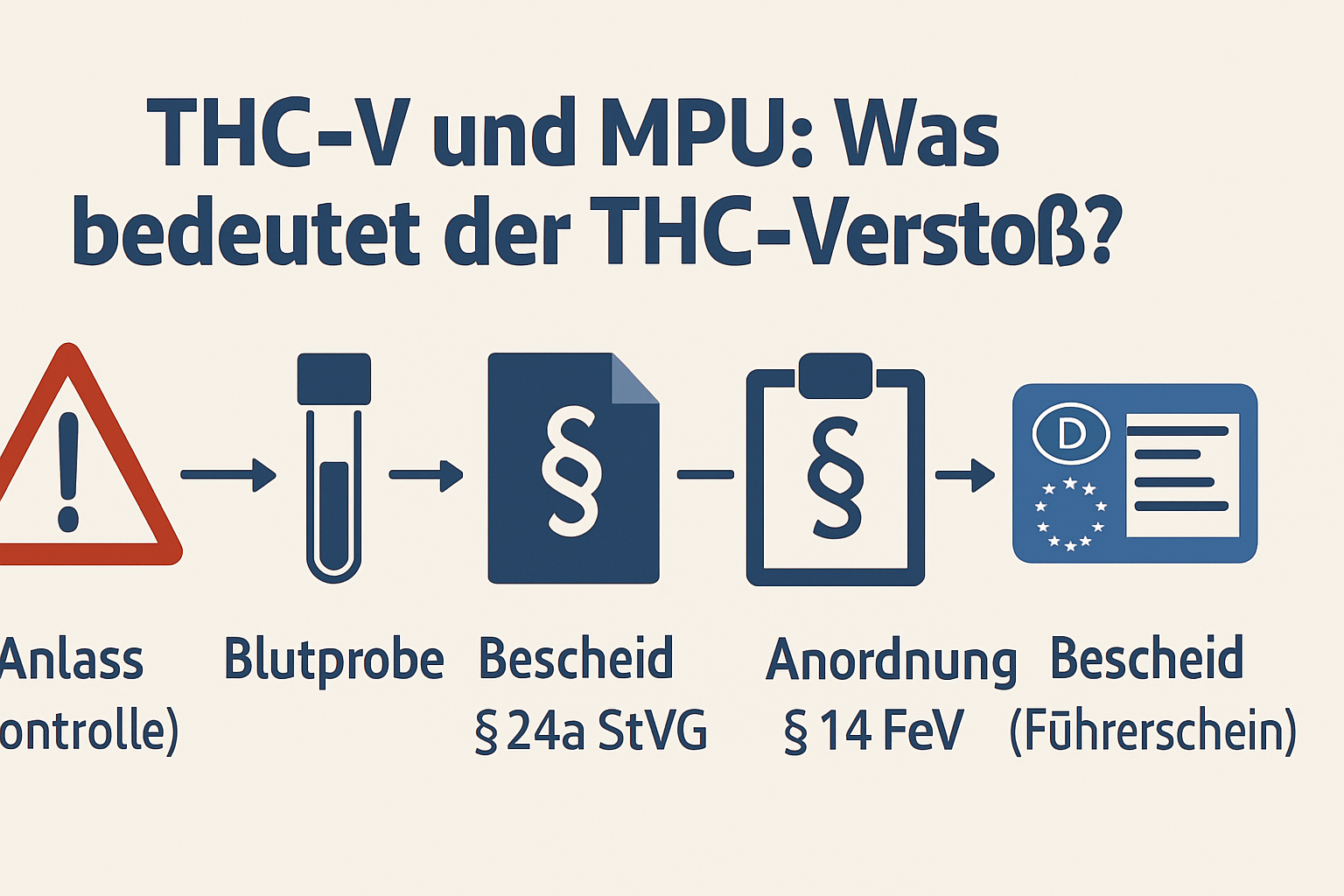 Zeitstrahl von Kontrolle über § 24a StVG bis zur MPU und dem Bescheid der Führerscheinstelle
